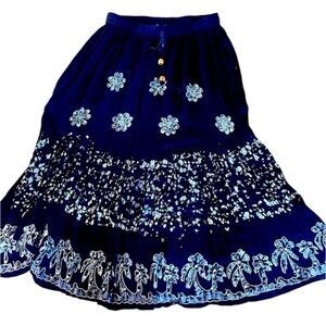 Just love, ladies, maxi skirt, navy large, drawstring, beautiful floral design